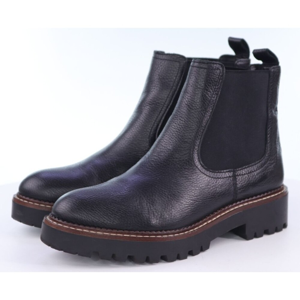 Caslon Miller Women's Lug Water Resistant Chelsea Boots Size 7.5 M Leather Black